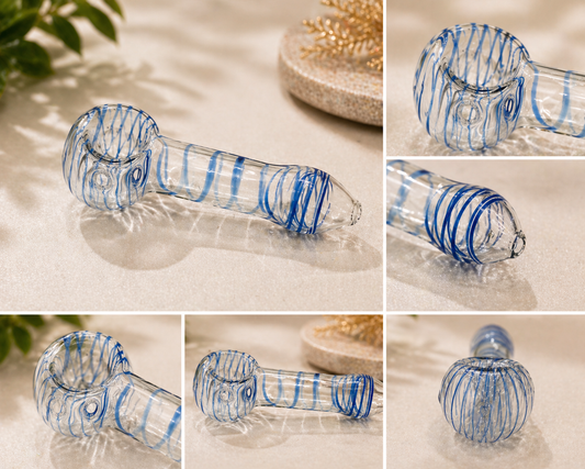 3" Borosilicate Glass Spoon Pipe – Blue Swirl Mini Hand Pipe