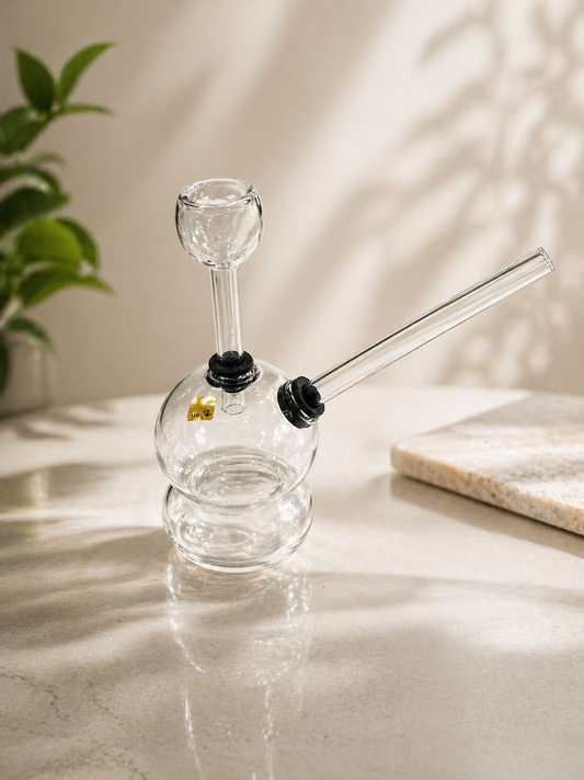 6" Clear Glass Bubbler – Globe Base Water Pipe