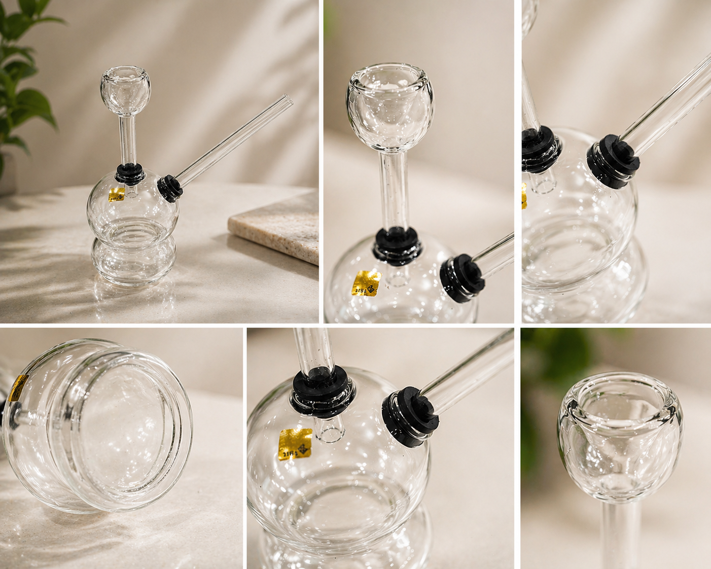 6" Clear Glass Bubbler – Globe Base Water Pipe