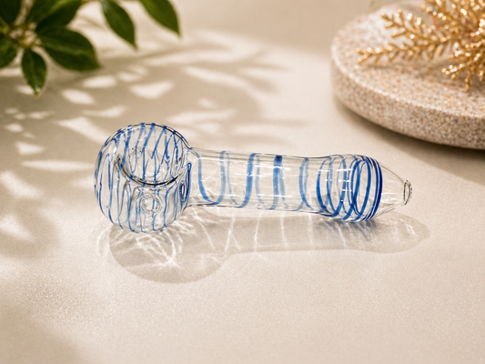 3" Borosilicate Glass Spoon Pipe – Blue Swirl Mini Hand Pipe