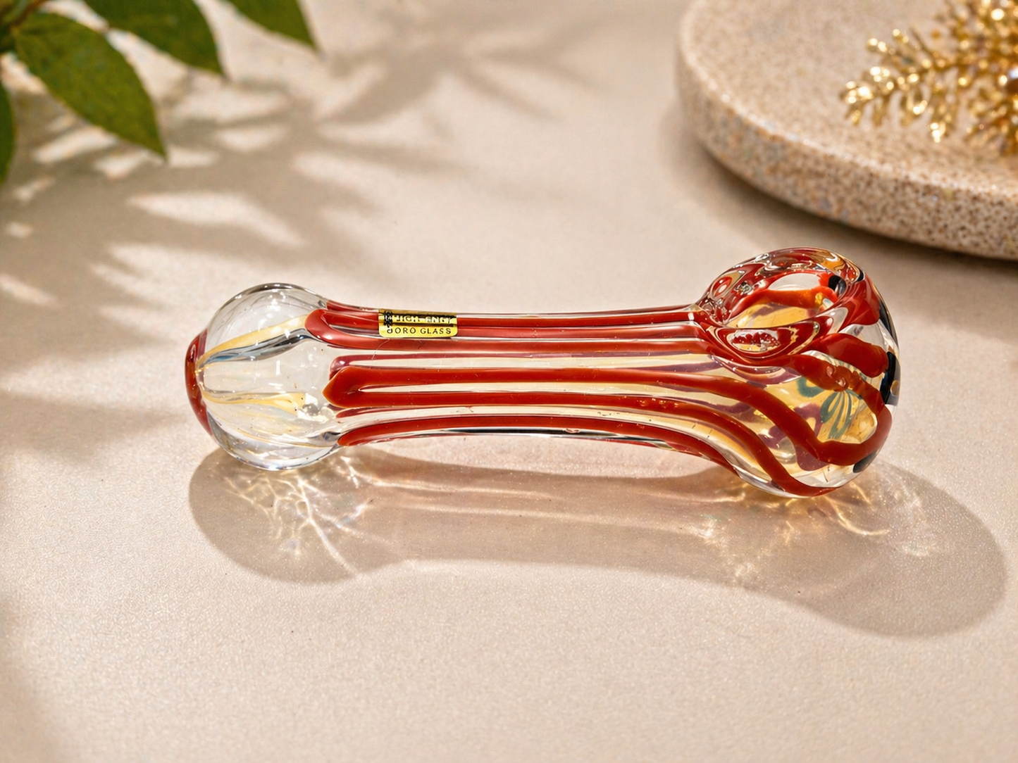 4" Borosilicate Glass Spoon Pipe – Red Swirl Hand Pipe