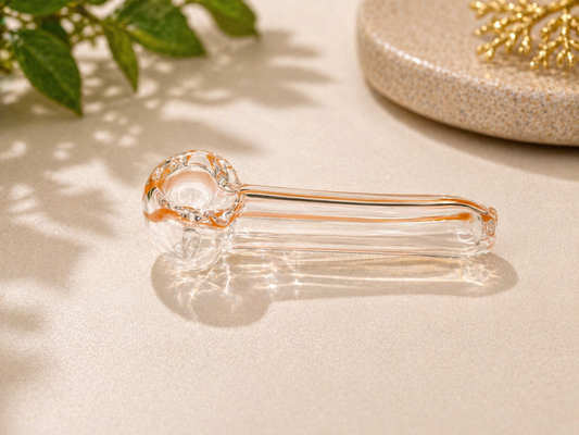 3" Borosilicate Glass Spoon Pipe – Clear Mini Hand Pipe with Orange Accent