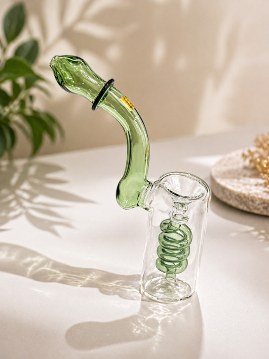 6" Borosilicate Glass Dab Rig – Green Spiral Perc Water Pipe